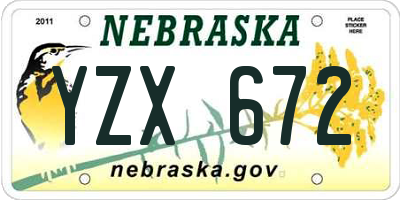NE license plate YZX672