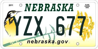 NE license plate YZX677