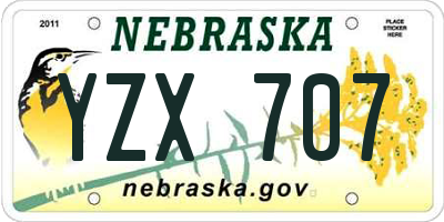 NE license plate YZX707