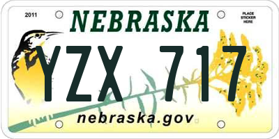 NE license plate YZX717