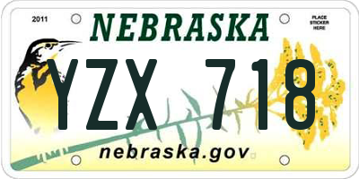 NE license plate YZX718