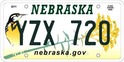 NE license plate YZX720