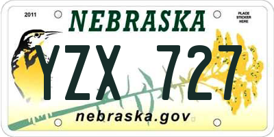 NE license plate YZX727