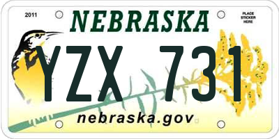 NE license plate YZX731