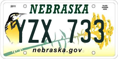 NE license plate YZX733