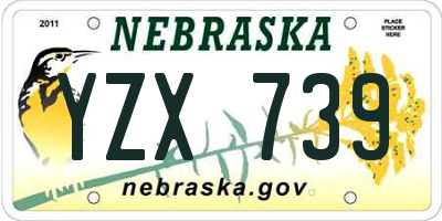 NE license plate YZX739