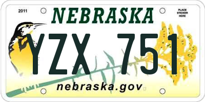 NE license plate YZX751