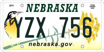 NE license plate YZX756