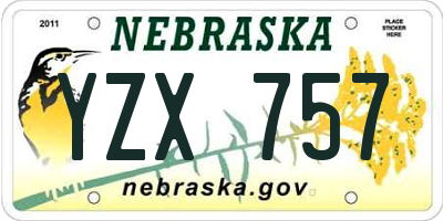 NE license plate YZX757