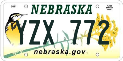 NE license plate YZX772