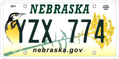 NE license plate YZX774