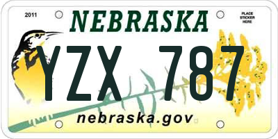 NE license plate YZX787