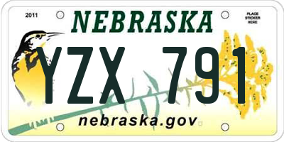 NE license plate YZX791