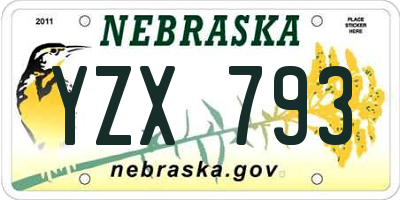 NE license plate YZX793