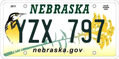 NE license plate YZX797