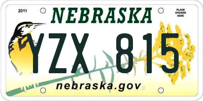NE license plate YZX815