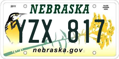 NE license plate YZX817