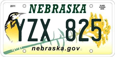 NE license plate YZX825