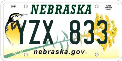 NE license plate YZX833