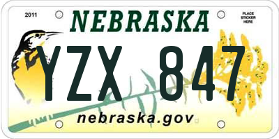 NE license plate YZX847