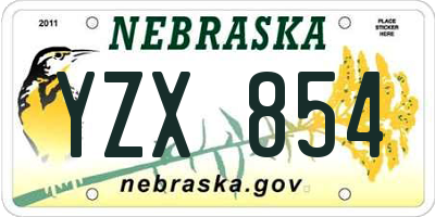 NE license plate YZX854