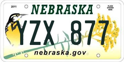 NE license plate YZX877