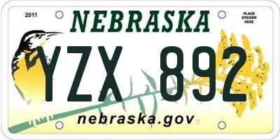 NE license plate YZX892