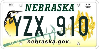 NE license plate YZX910
