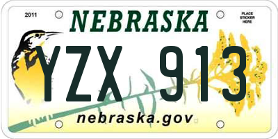 NE license plate YZX913