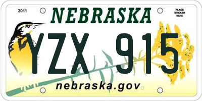NE license plate YZX915
