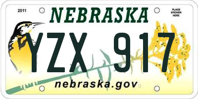 NE license plate YZX917