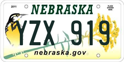NE license plate YZX919