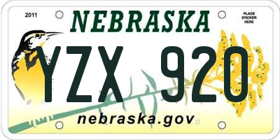 NE license plate YZX920