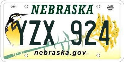 NE license plate YZX924