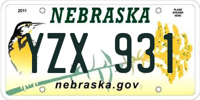 NE license plate YZX931