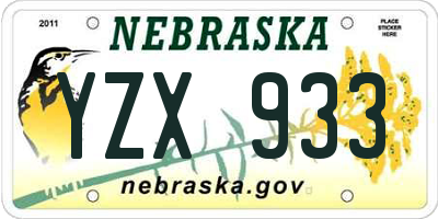 NE license plate YZX933