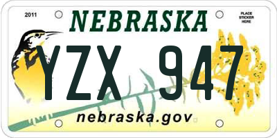 NE license plate YZX947