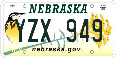 NE license plate YZX949
