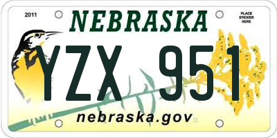 NE license plate YZX951
