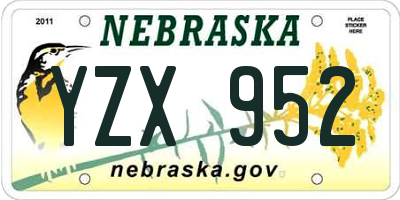 NE license plate YZX952