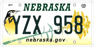 NE license plate YZX958