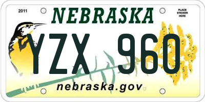 NE license plate YZX960