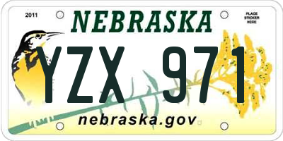 NE license plate YZX971