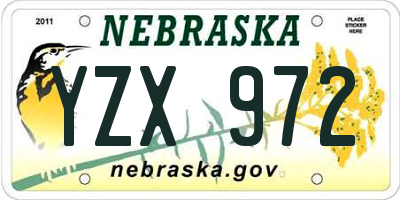 NE license plate YZX972