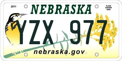 NE license plate YZX977