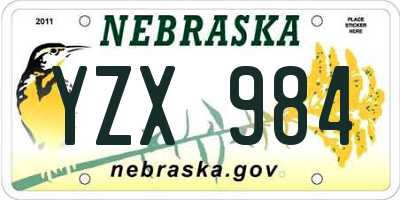 NE license plate YZX984