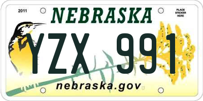 NE license plate YZX991