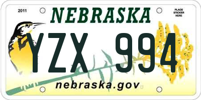 NE license plate YZX994