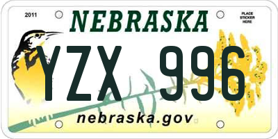 NE license plate YZX996