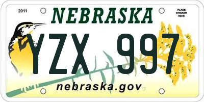 NE license plate YZX997